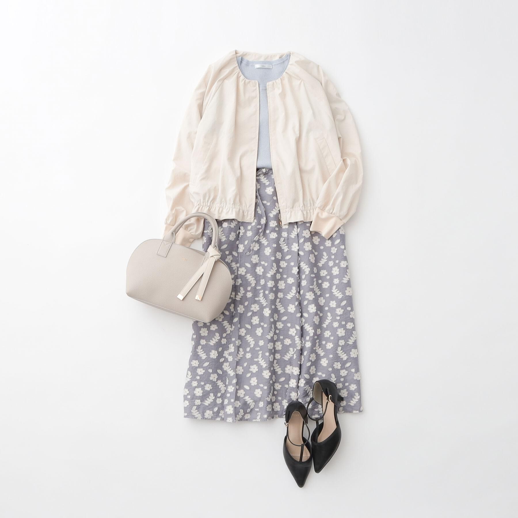 index「麻調花柄ジャカードフレアスカート【洗える】」|スカート|