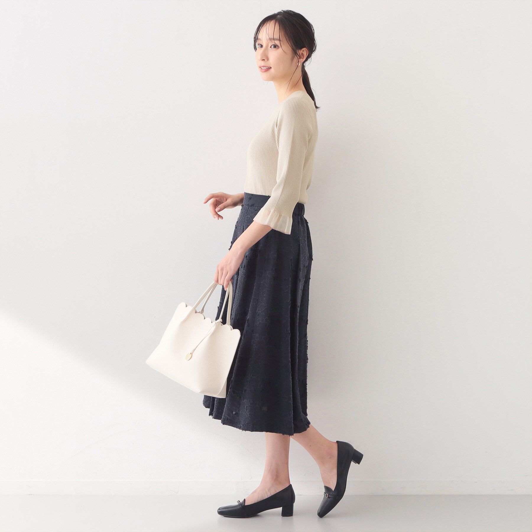 index「UVケア リブシアーフレアスリーブニット【洗える】」|ニット・セーター|