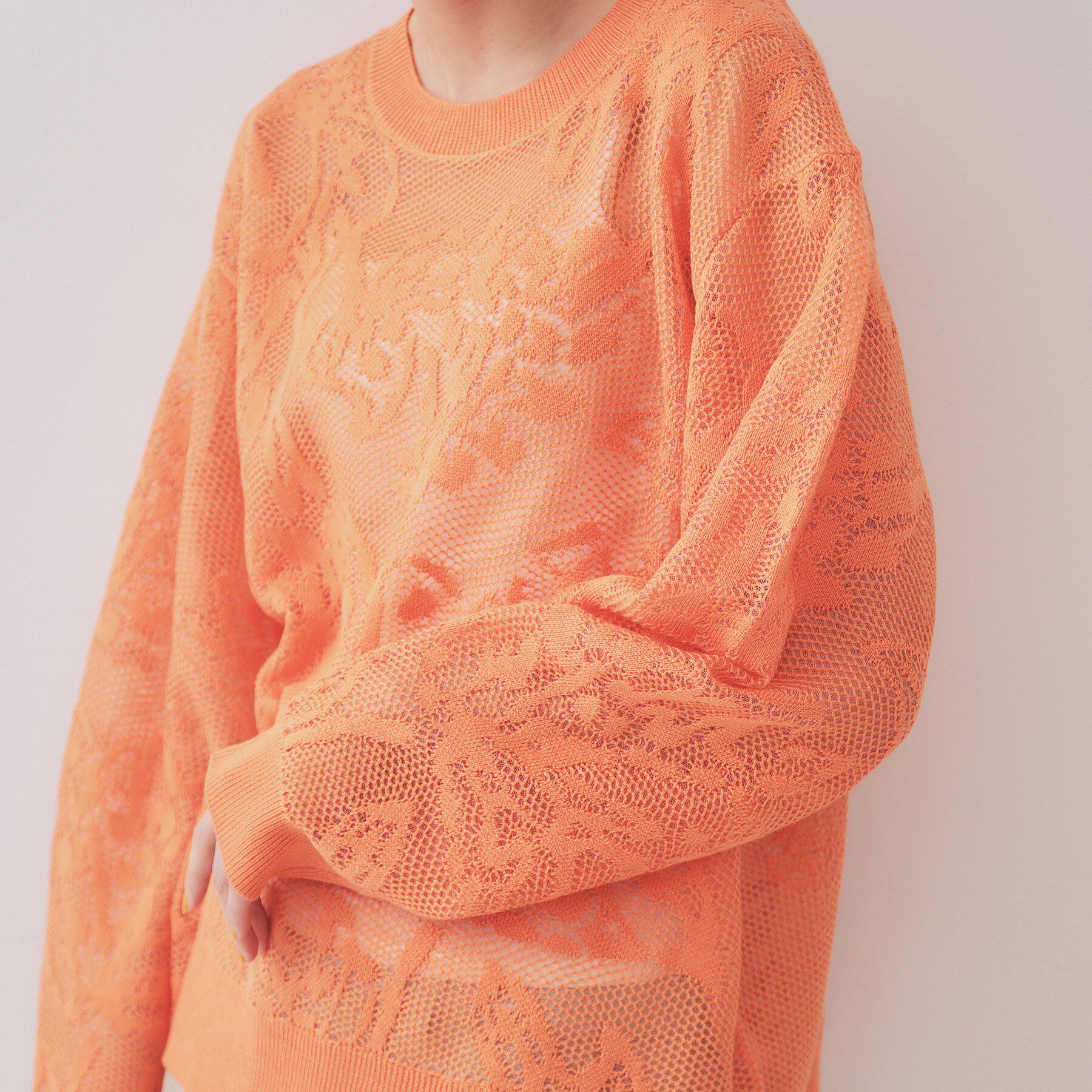 OPAQUE.CLIP「フワラー柄シアーメッシュニット【洗濯機洗い可】」|ニット・セーター|