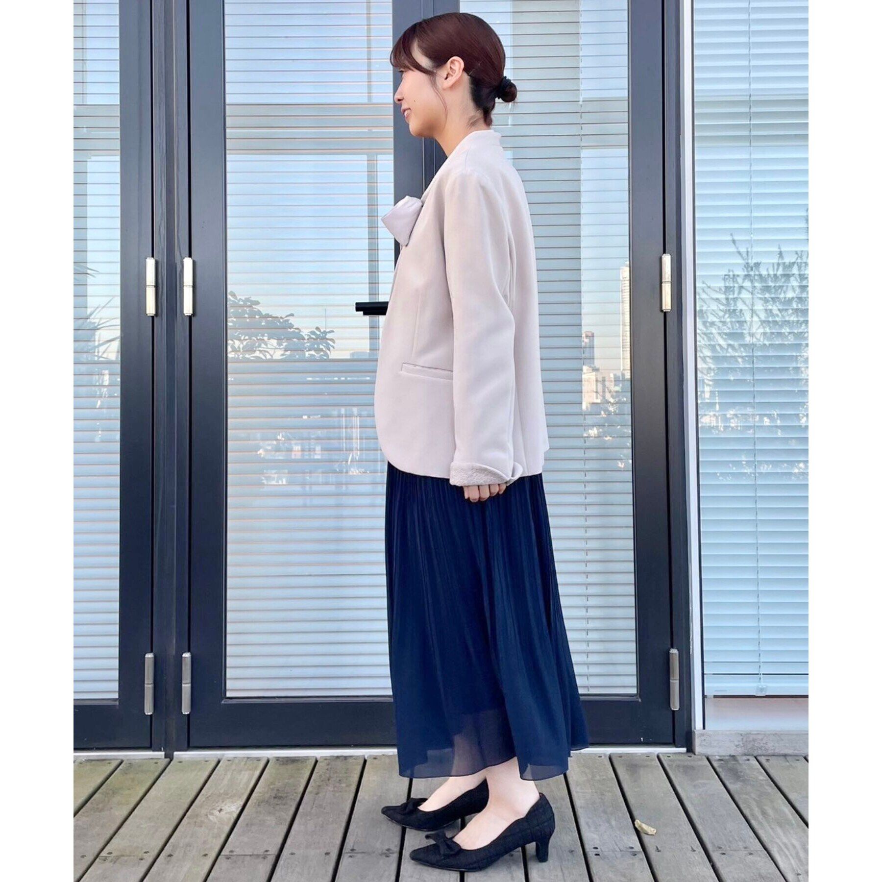 Couture broach「【セレモニーシーン/お仕事にも】ダブルクロスカラーレスジャケット」|ノーカラージャケット|