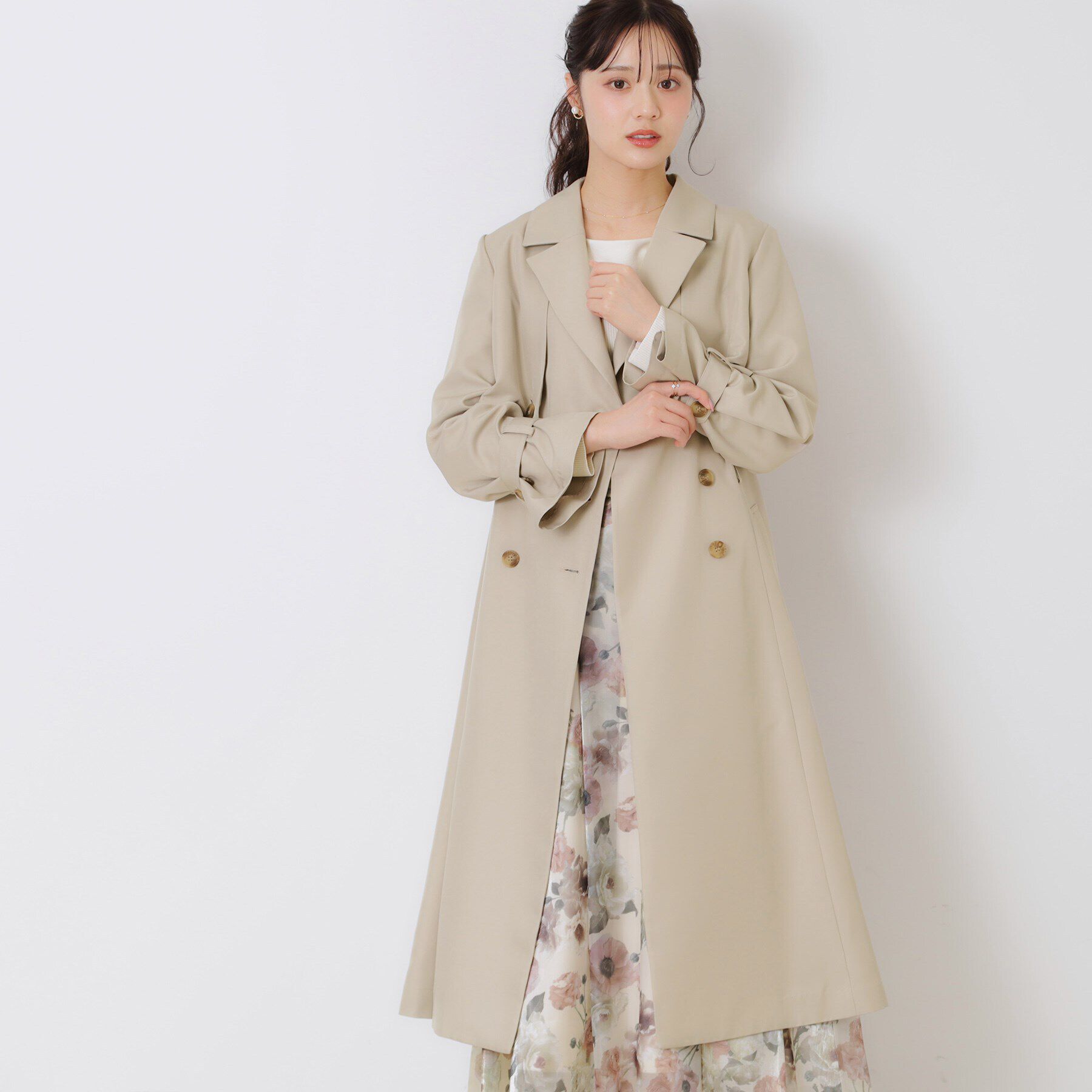 Couture broach「【撥水・通勤・大人可愛い】ロングトレンチ」|トレンチコート|