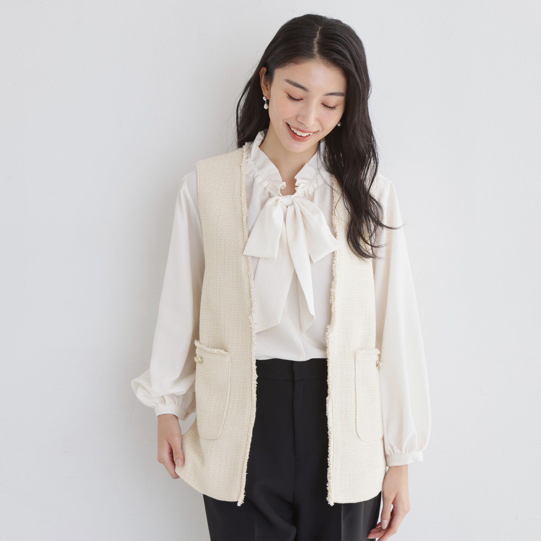 THE SHOP TK「【フォーマルにもカジュアルにも】ツイードジレ」|ベスト・ジレ|