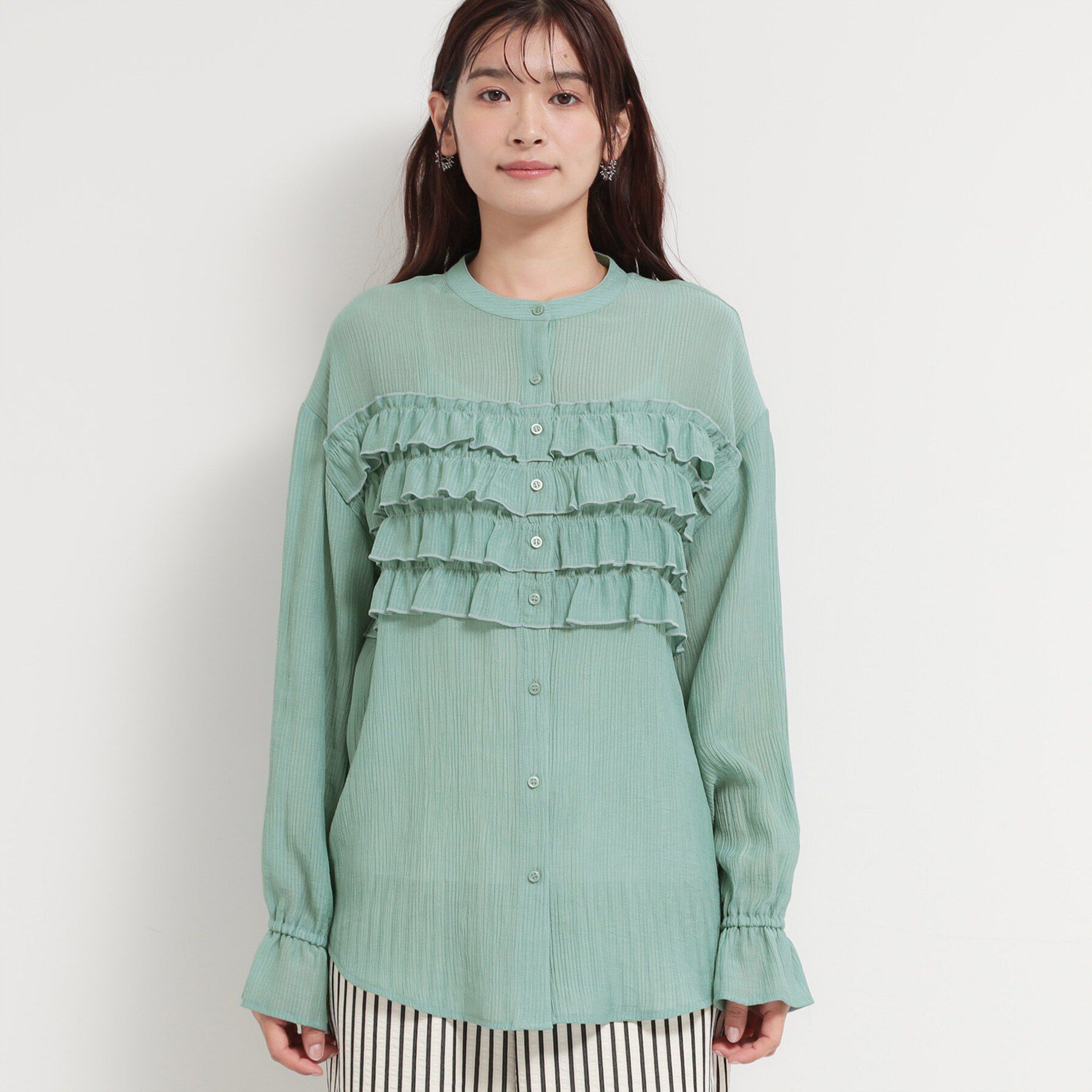 THE SHOP TK「ティアードフリル楊柳シャツ」|シャツ・ブラウス|