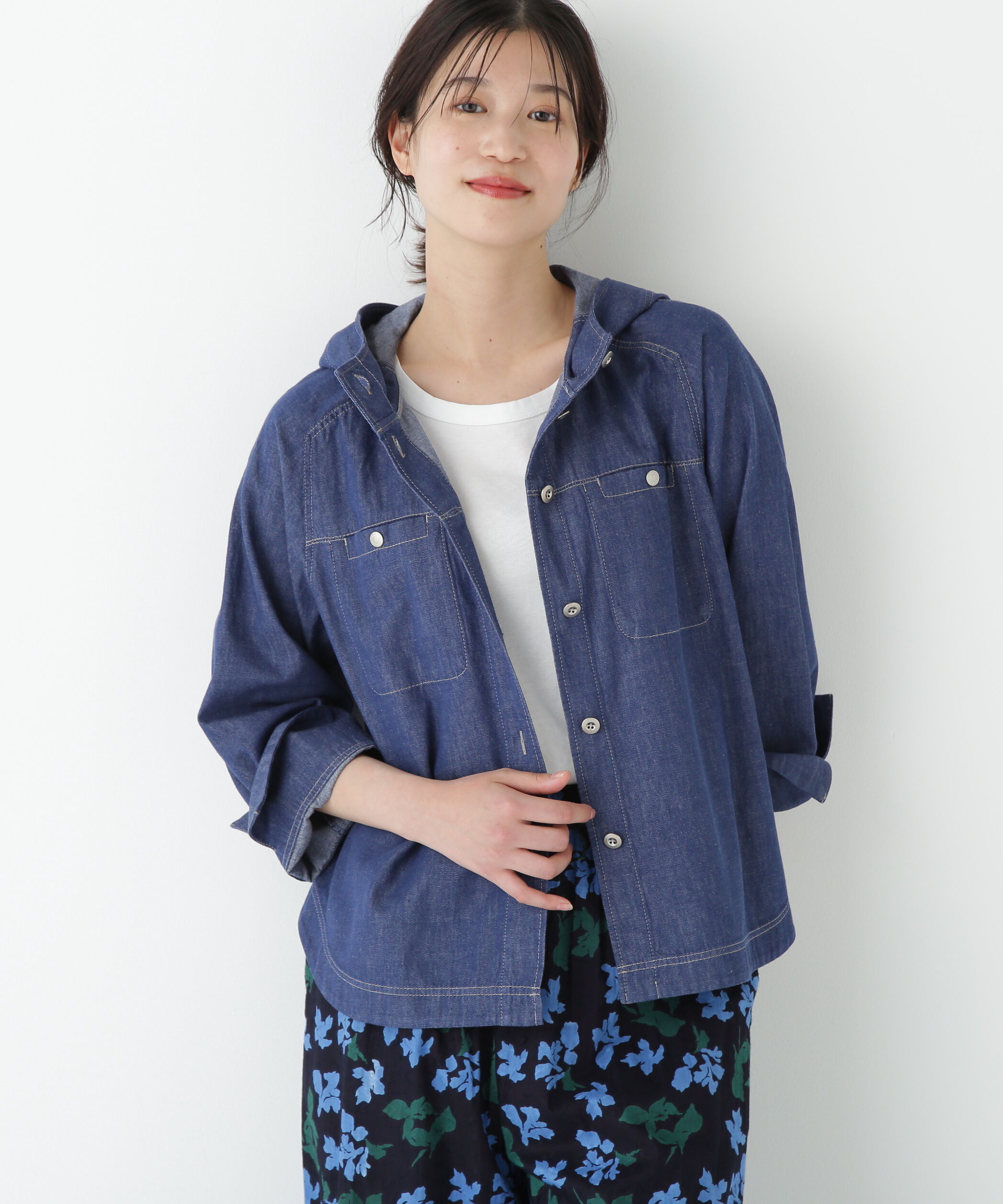  「◆ライトオンスデニムフードブラウス」|シャツ・ブラウス|