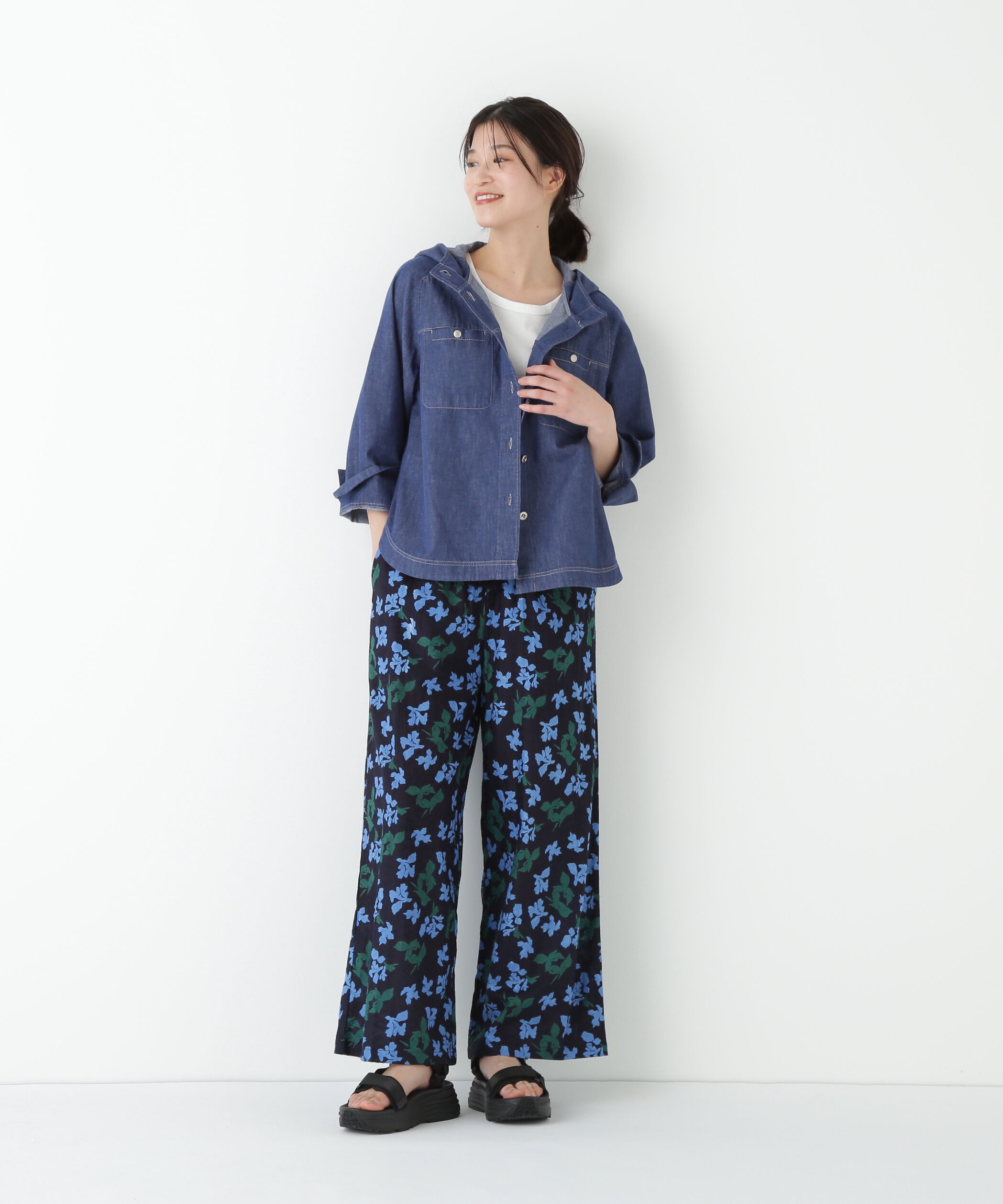  「◆ライトオンスデニムフードブラウス」|シャツ・ブラウス|