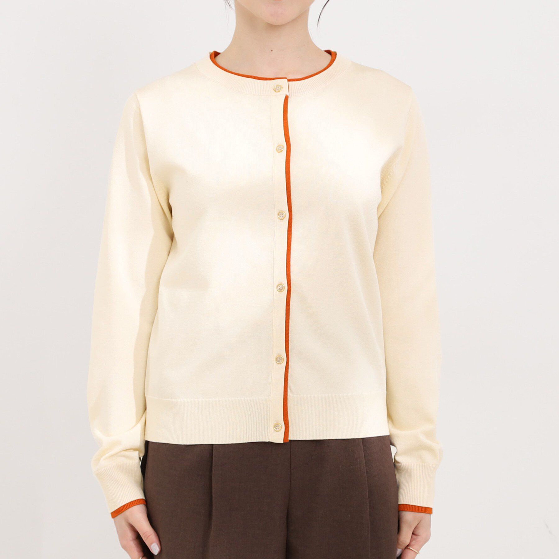 SHOO･LA･RUE「【洗濯機可/S-LL】配色がコーデのアクセントに レイヤード風クルーカーディガン」|カーディガン|