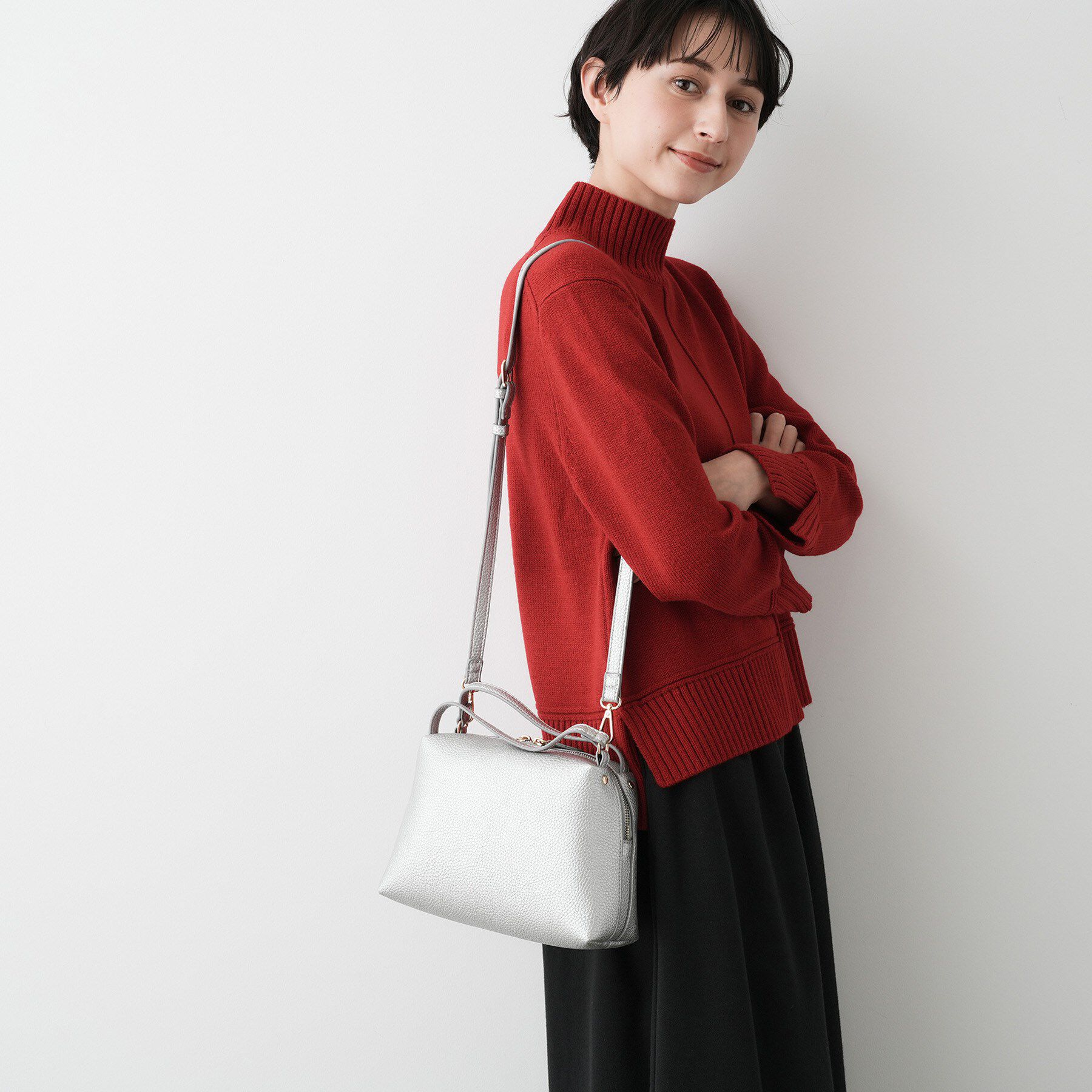 Dessin「【2WAY】ラウンドフォルムショルダーバッグ」|ショルダー・メッセンジャー|シルバー(006)