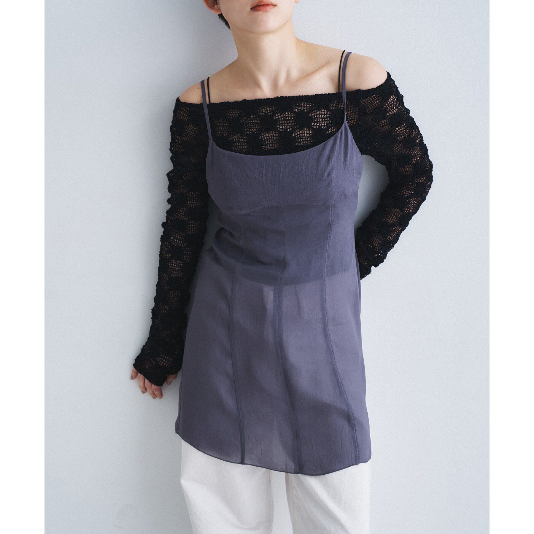 CODE A「georgette cami」|キャミソール|チャコールグレー(0