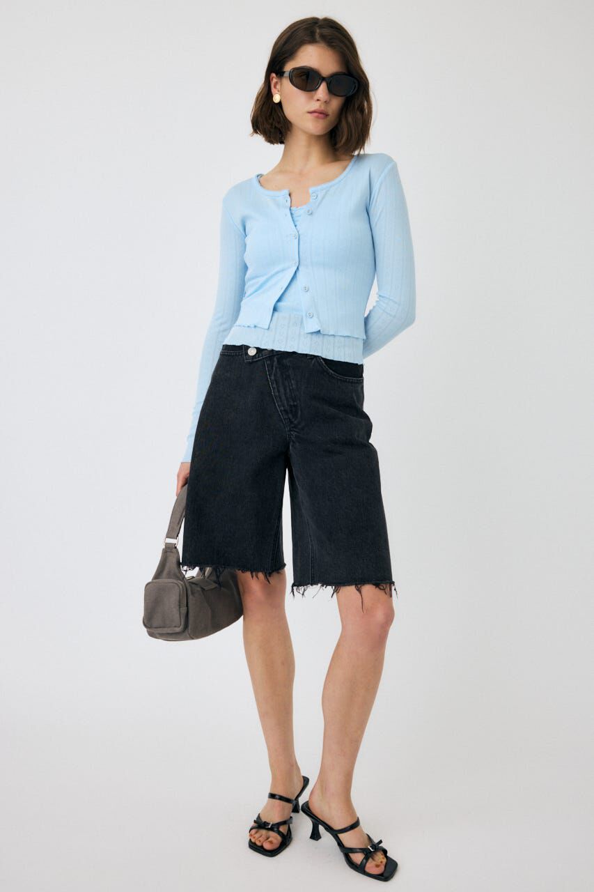 MOUSSY「CROSS WAIST HALF パンツ」|デニム|