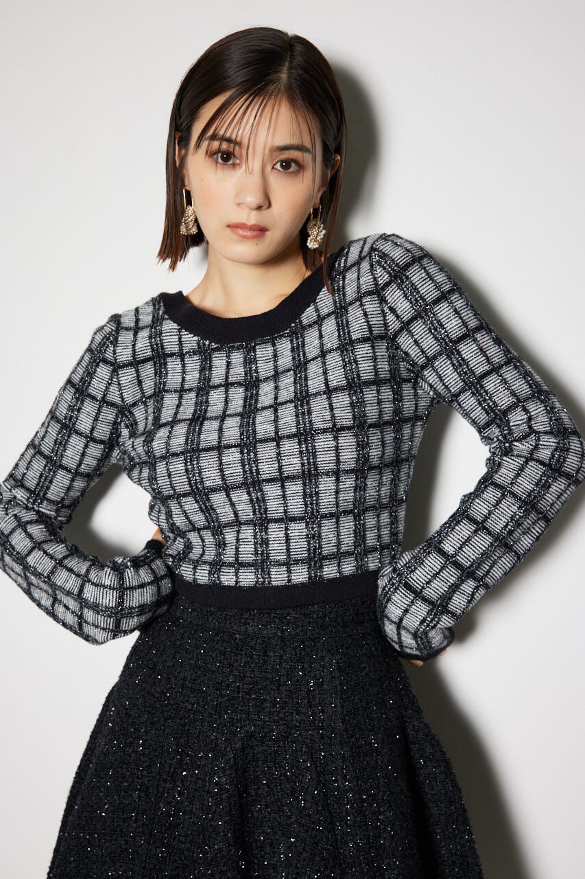 rienda「2WAYチェックニットカーディガン」|ニット・セーター|