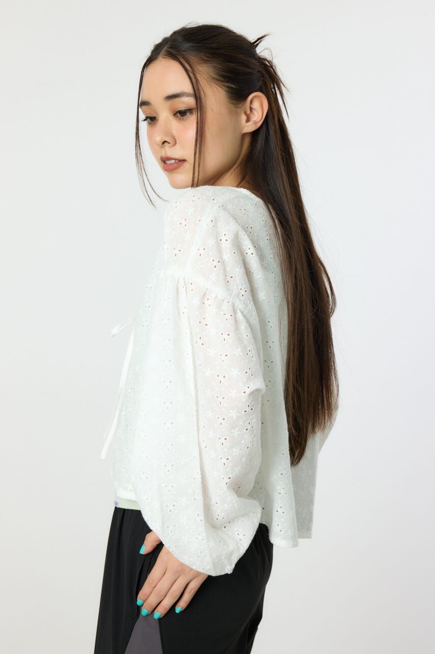 RODEO CROWNS「ノーカラーレースカーディガン」|シャツ・ブラウス|