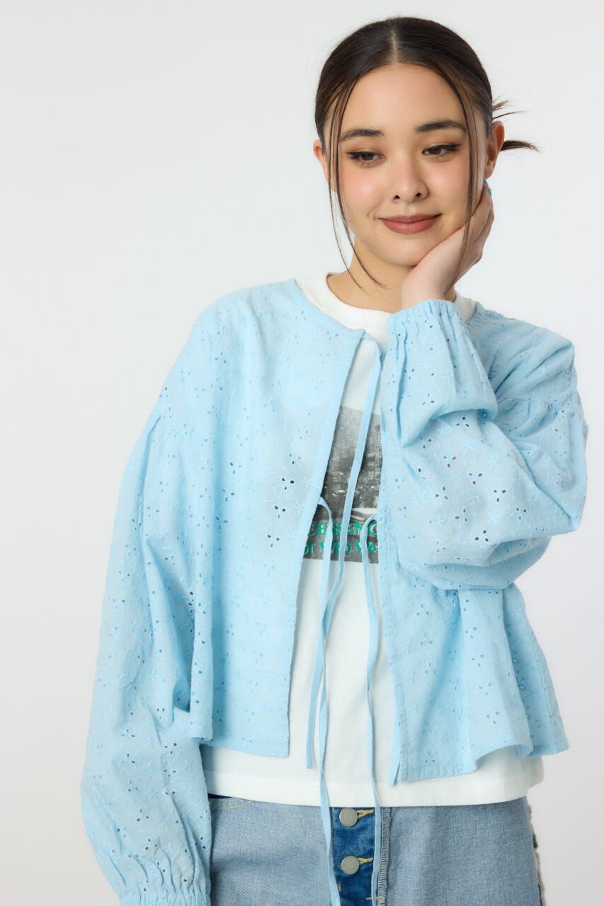 RODEO CROWNS「ノーカラーレースカーディガン」|シャツ・ブラウス|