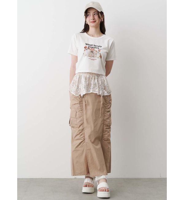 CALNAMUR「2WAY LACE OVER NYLON GATHER SK/２WAYレースオーバーナイロンギャザースカート」|スカート|