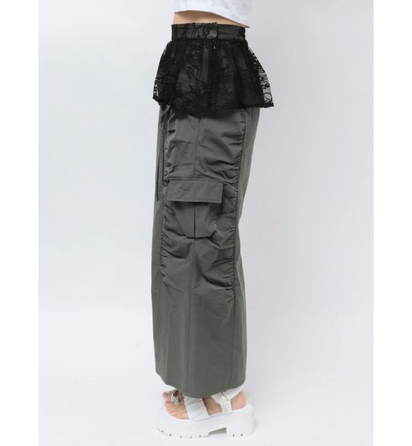 CALNAMUR「2WAY LACE OVER NYLON GATHER SK/２WAYレースオーバーナイロンギャザースカート」|スカート|