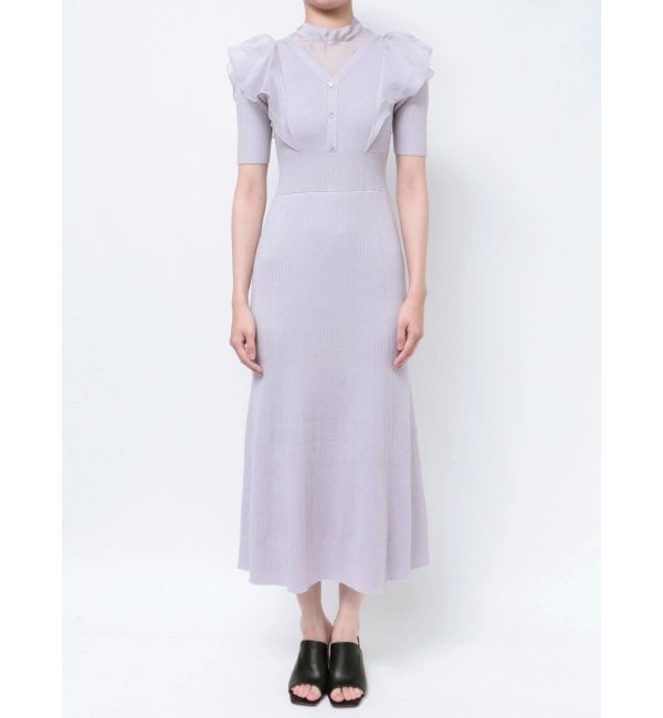 MERCURYDUO「2WAYオーガンジードッキングラッフルニットワンピース」|ワンピース|