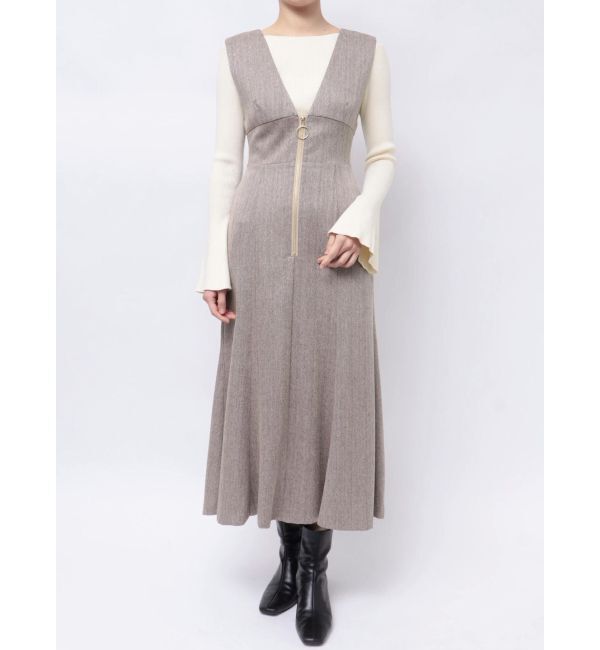 LAGUNAMOON「ヘリンボーンツイードジャンパースカート」|ワンピース|