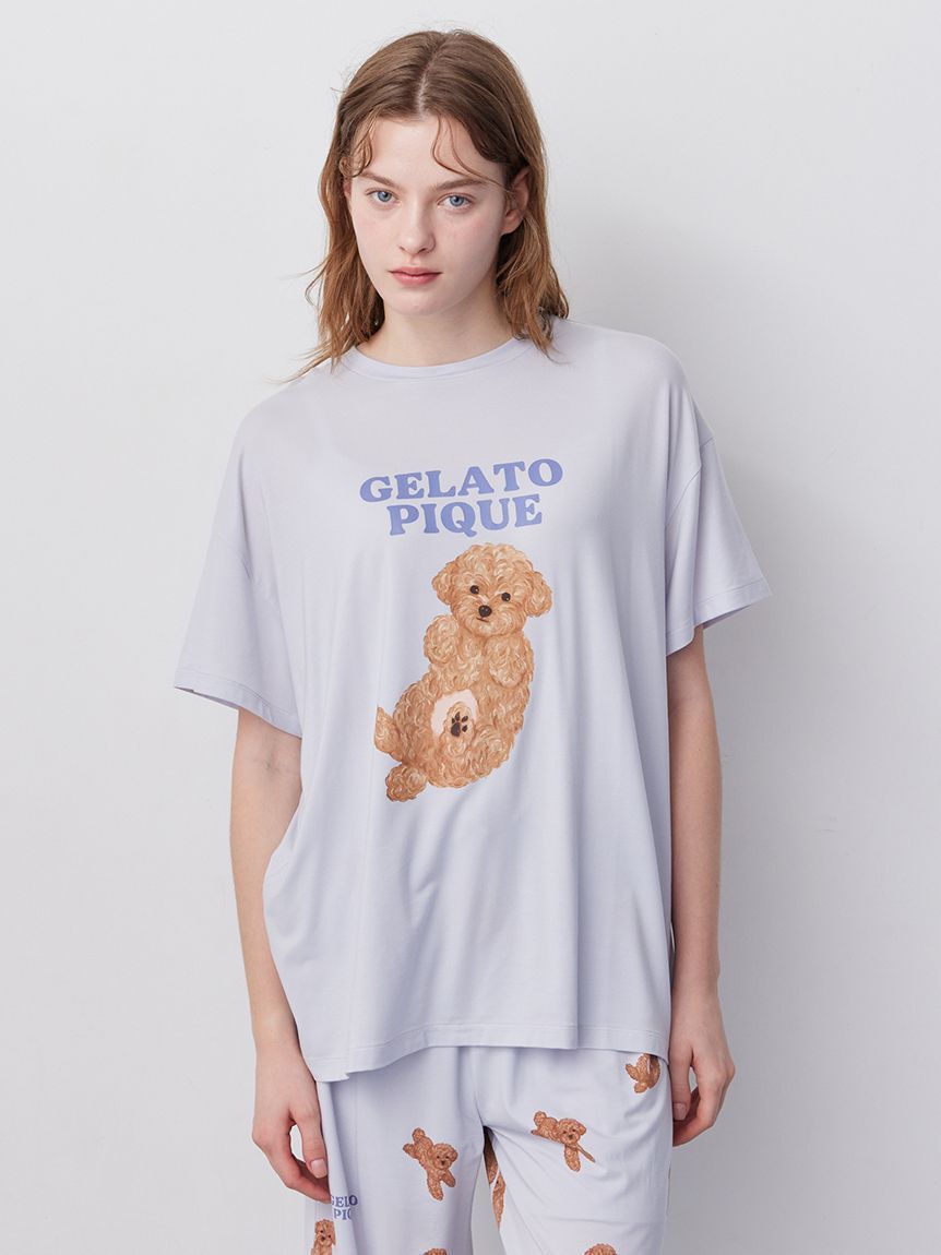 gelato pique「【ラッピング済み】ドッグワンポイントTシャツ&ショートパンツSET」|ルームウェア|