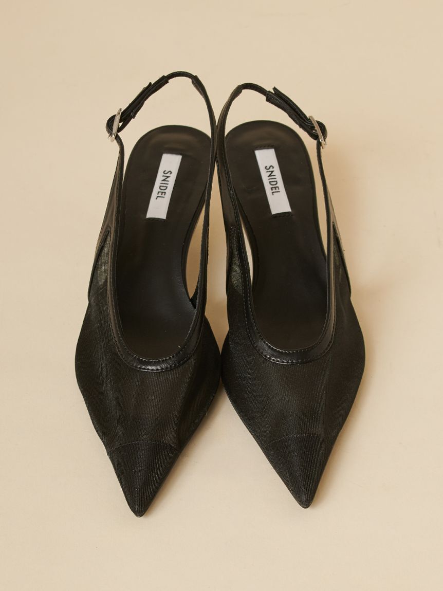 SNIDEL「ポインテッドメッシュストラップサンダル」|サンダル|BLK