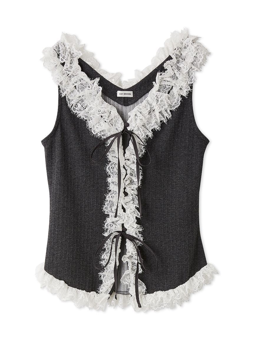 LILY BROWN「レースフリルコンビカットトップス」|Tシャツ・カットソー|