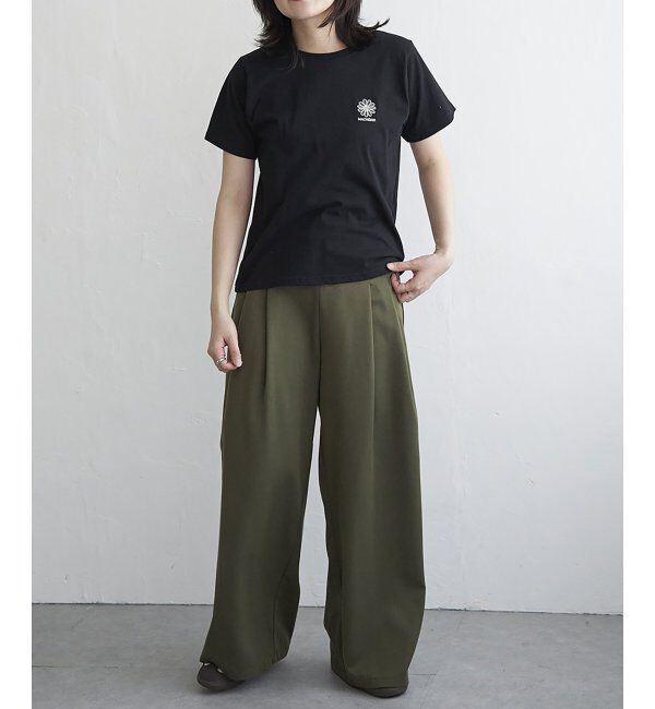 VENCE share style「天竺フラワー刺繍コンパクトTシャツ」|Tシャツ・カットソー|