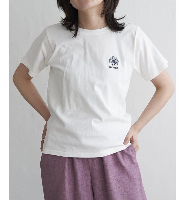 VENCE share style「天竺フラワー刺繍コンパクトTシャツ」|Tシャツ・カットソー|