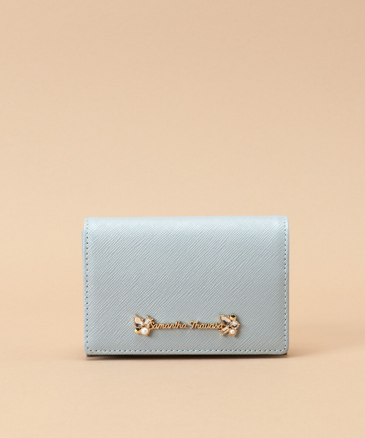 Samantha Thavasa「ラメレザービジュー カードケース」|名刺入れ・カードケース|ライトブルー