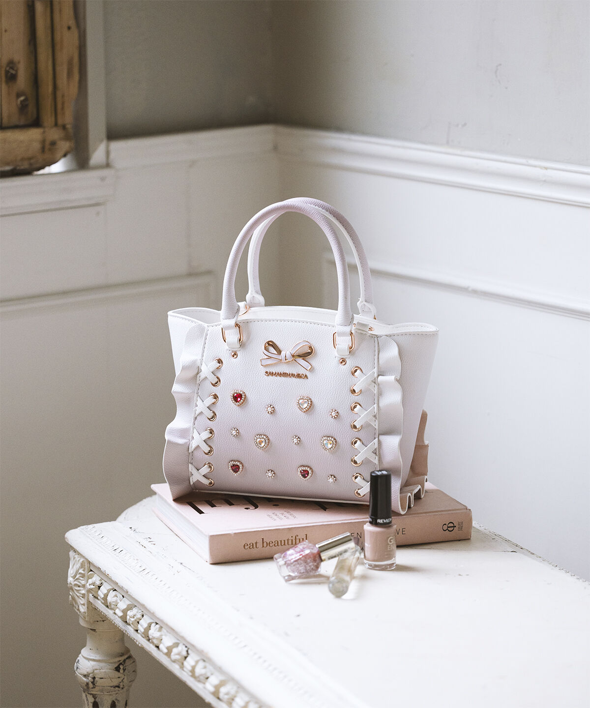 Samantha Vega「レースアップハートビジューグラデーションフラッタ―(ミニ)」|ショルダー・メッセンジャー|