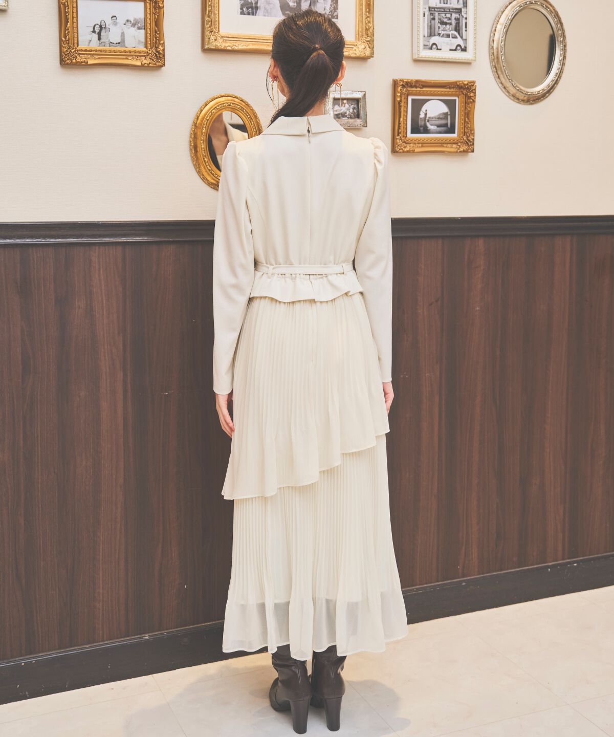 アンドクチュール「ジャケットレイヤードプリーツワンピース」|ワンピース|