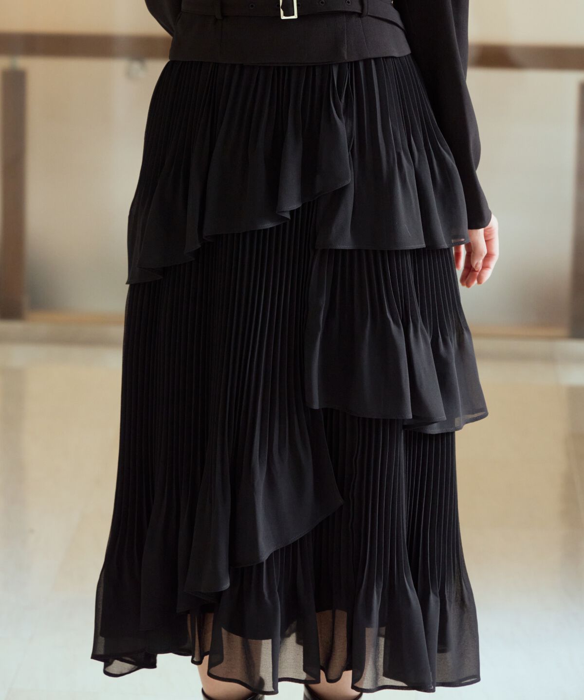 アンドクチュール「ジャケットレイヤードプリーツワンピース」|ワンピース|