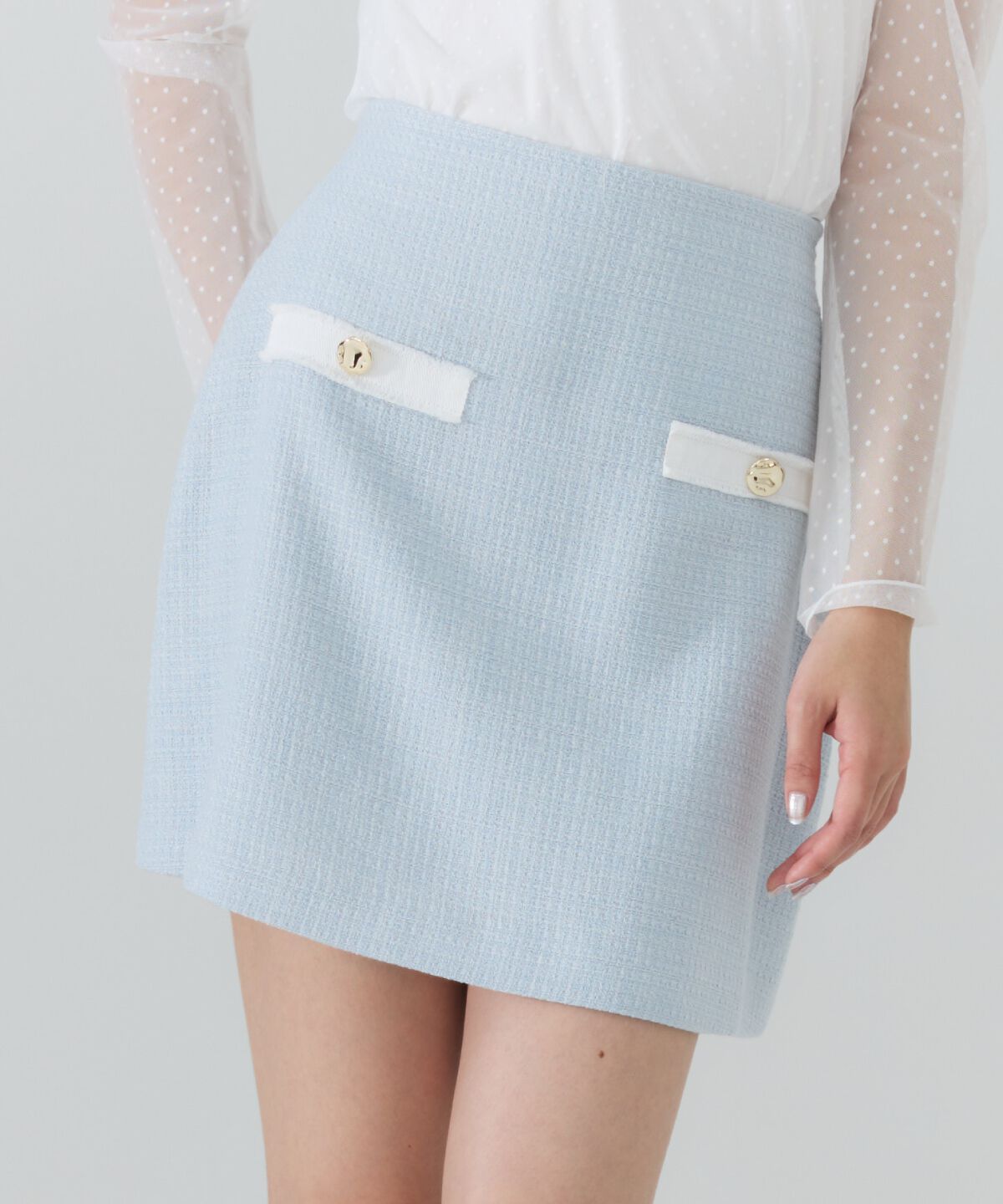 REDYAZEL「ファンシーツイードミニスカート」|台形|