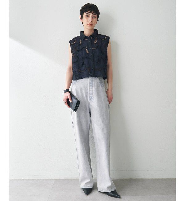  「【WEB限定】エンブロイダリーフレンチスリーブシャツ」|シャツ・ブラウス|