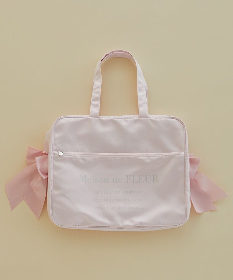 Maison de FLEUR「サテンキャリーオンバッグ」|トートバッグ|ピンク
