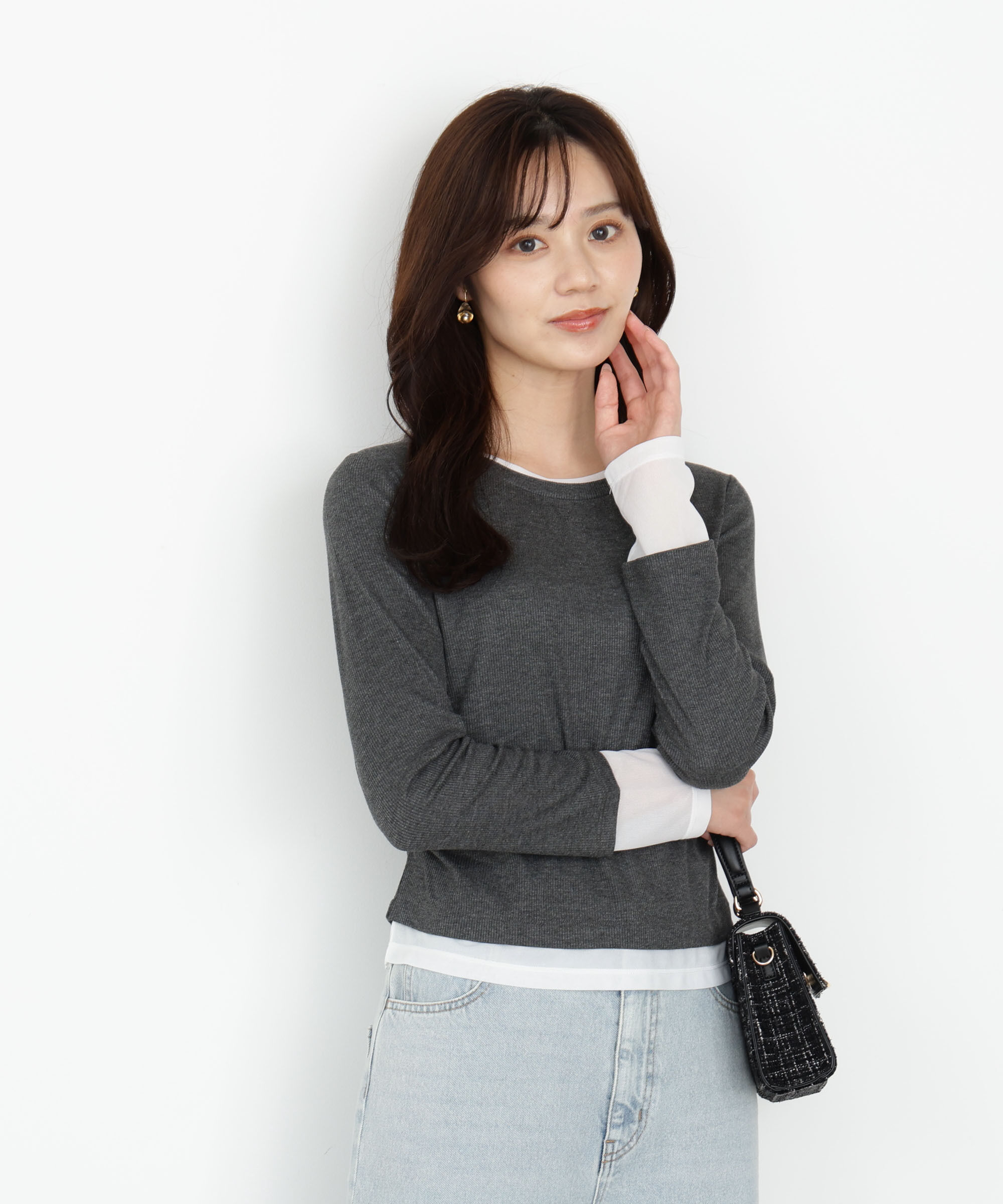 PROPORTION BODY DRESSING「＜ウォッシャブル＞レイヤード風テレコ 25AW」|Tシャツ・カットソー|