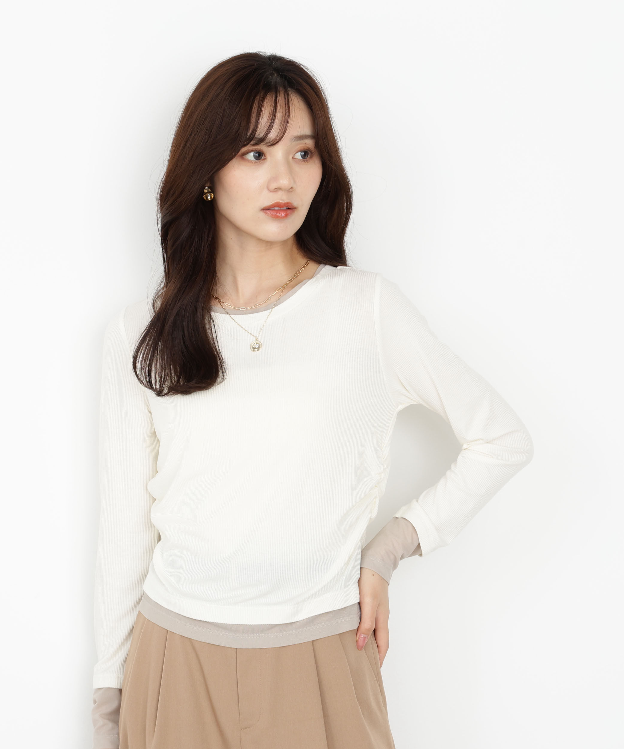 PROPORTION BODY DRESSING「＜ウォッシャブル＞レイヤード風テレコ 25AW」|Tシャツ・カットソー|