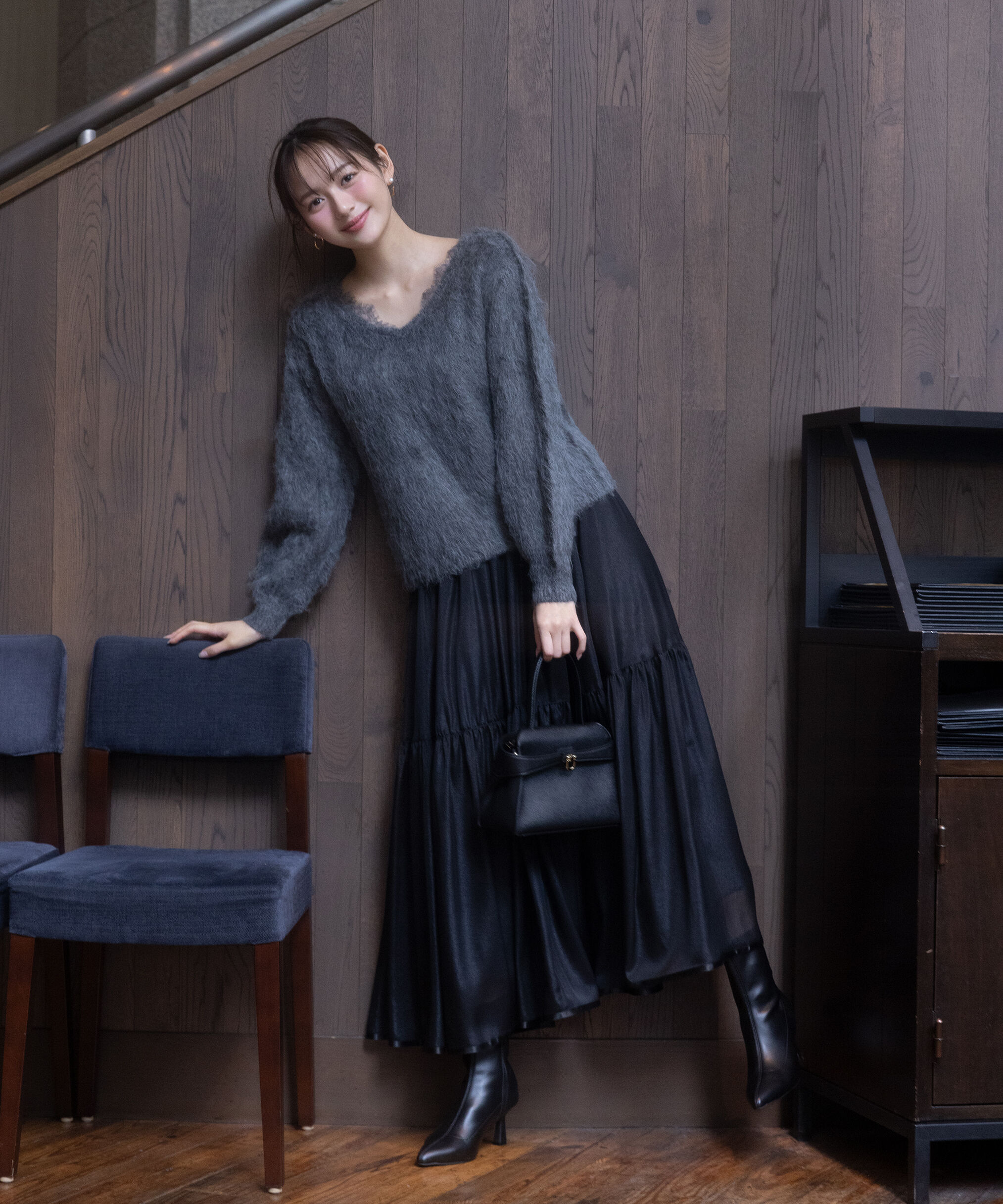 PROPORTION BODY DRESSING「シアーティアードスカート 25AW」|スカート|ブラック