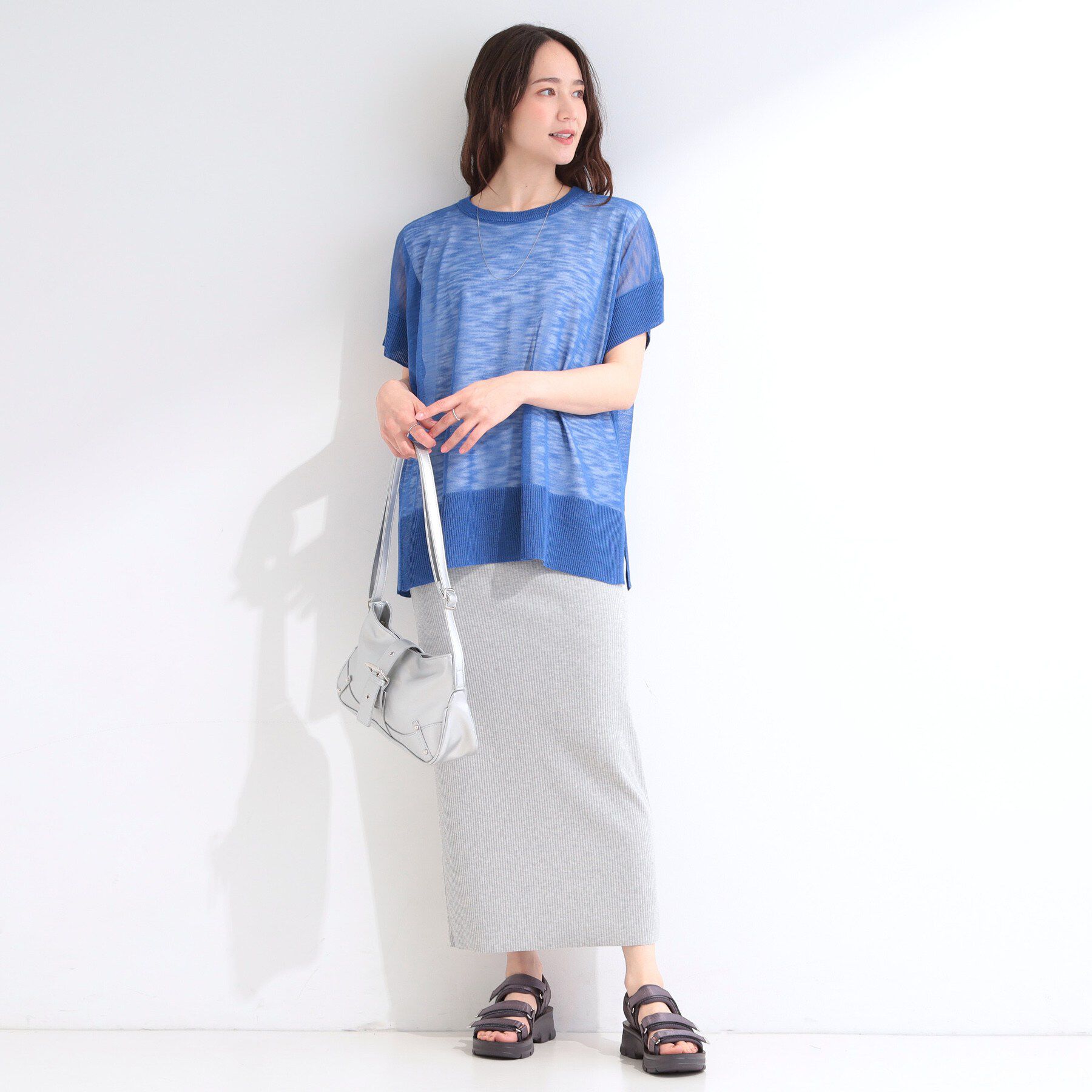 SHOO･LA･RUE「【2点セット/S-LL】インせず着られる シアースラブニット+タンクトップ」|その他|