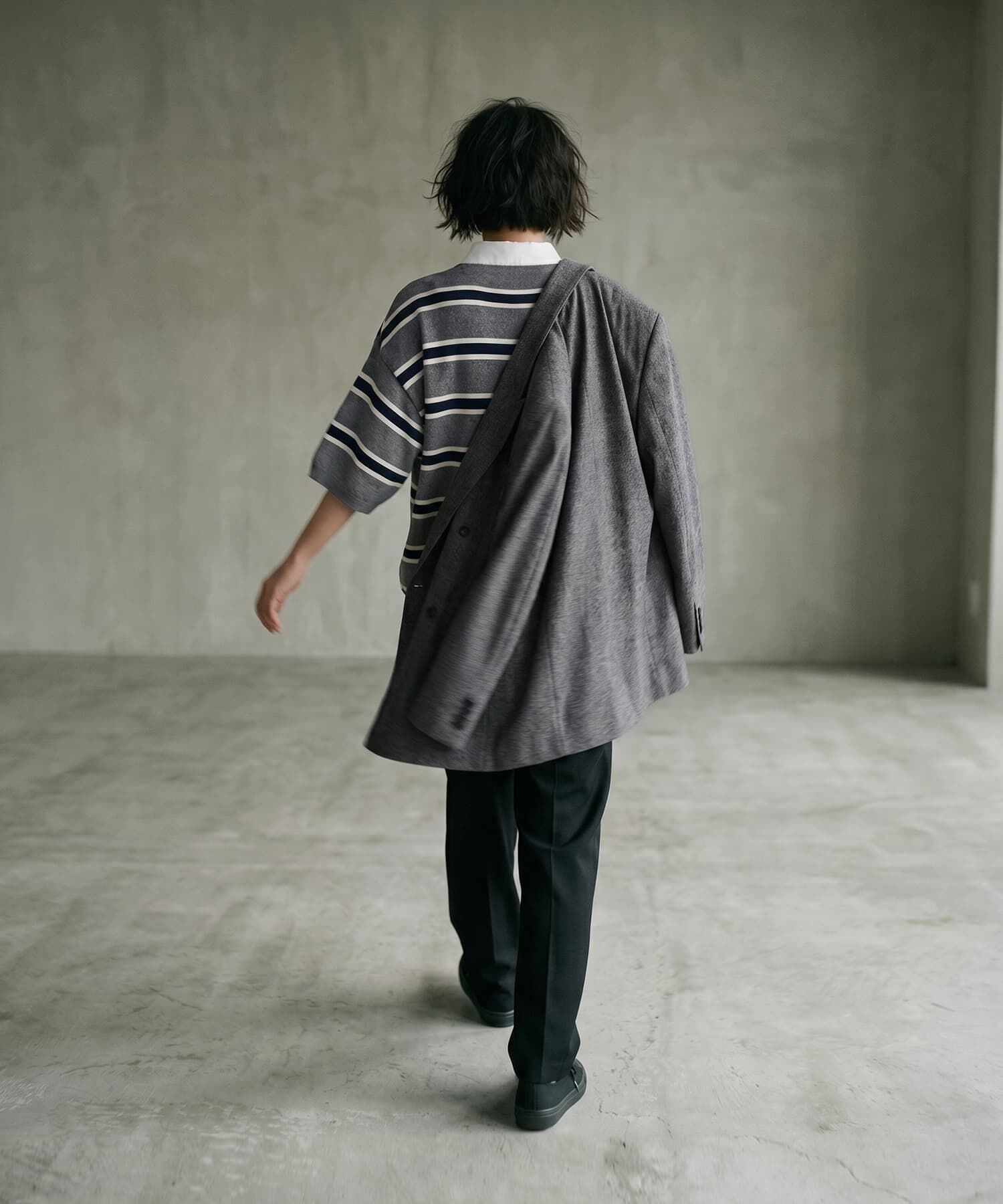 STYLE DELI「【BLK001】シャツ襟半袖ポロニット」|Tシャツ・カットソー|