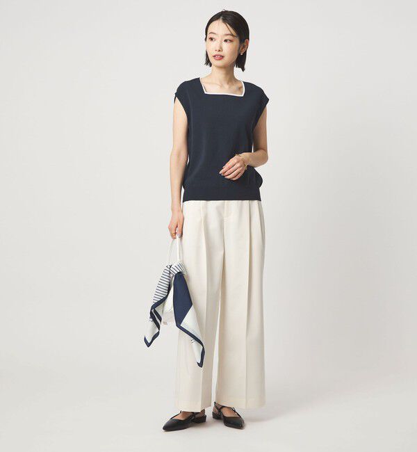 UNITED ARROWS green label relaxing「HIYOKE スクエアネック フレンチスリーブ ニット」|ニット・セーター|