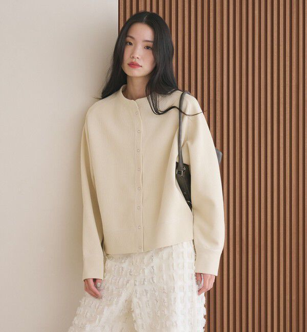 BEAUTY&YOUTH UNITED ARROWS「ダブルフェイス リングボタンカーディガン ウォッシャブル」|カーディガン|OFF WHITE