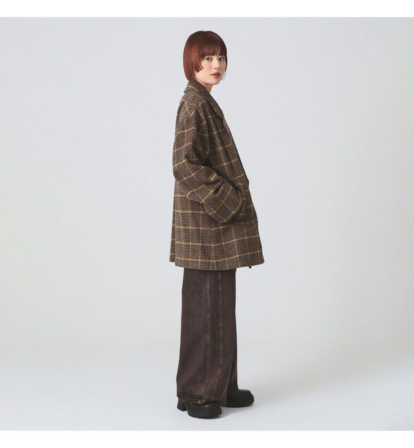 Ray BEAMS 「チェック ビーバー ダブル ハーフコート」|ダッフルコート|