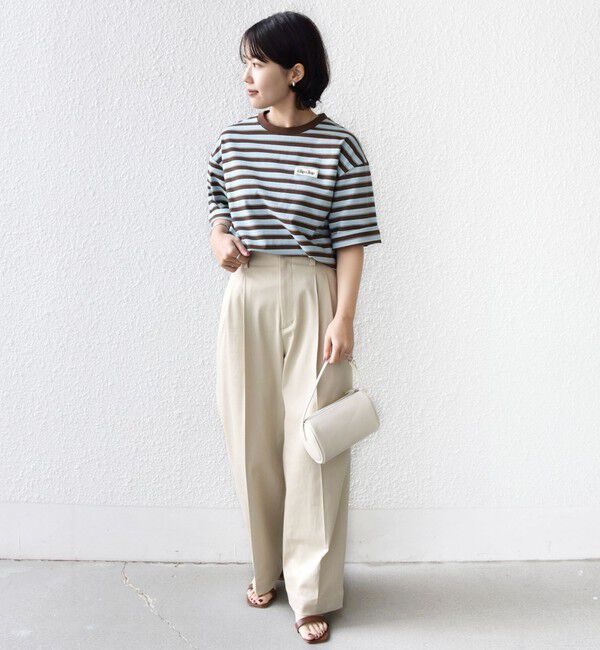 SHIPS for women「【WEB限定】マルチ ボーダー 5分袖 TEE」|Tシャツ・カットソー|