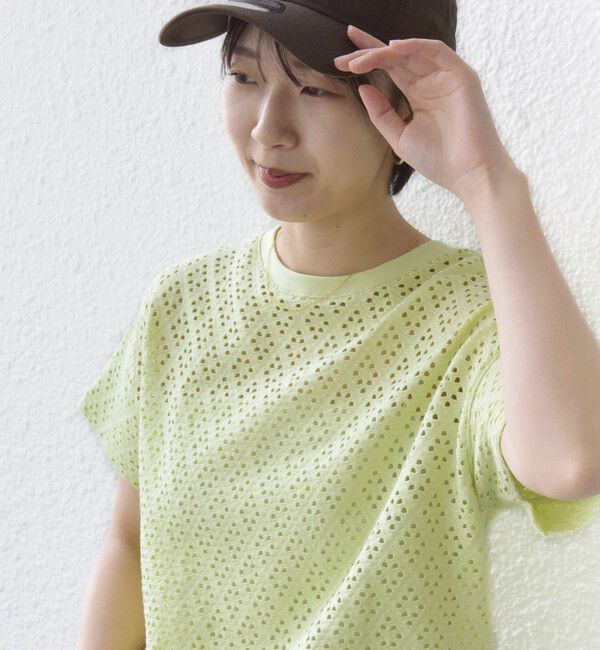 SHIPS for women「《一部追加予約》〈手洗い可能〉アイレット ショート スリーブ プルオーバー」|Tシャツ・カットソー|