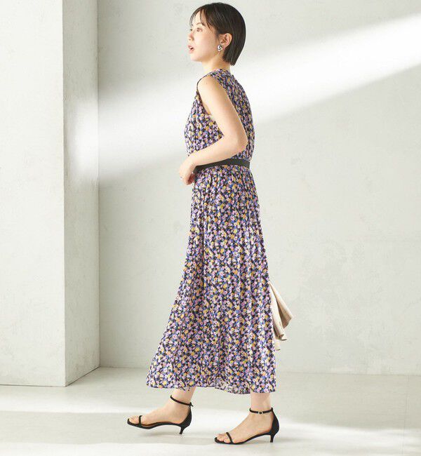 SHIPS for women「〈手洗い可能〉カッセン フラワー プリント ノースリーブ ワンピース」|ワンピース|