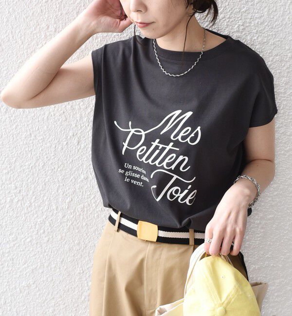 SHIPS Colors 「SHIPS Colors:〈接触冷感・UVカット〉26SS フレンチスリーブ ロゴT」|Tシャツ・カットソー|ダークグレー