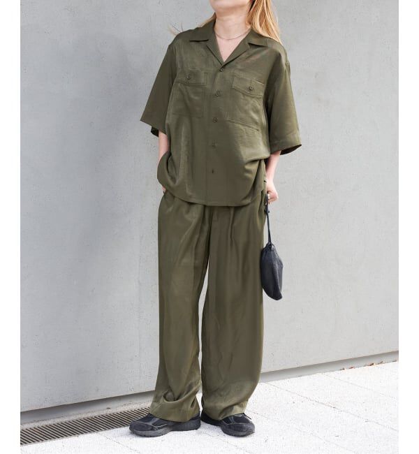 OUTDOOR PRODUCTS Usual Things「ヴィンテージタンブラーサテンオープンカラーシャツ　セットアップ対応」|シャツ・ブラウス|