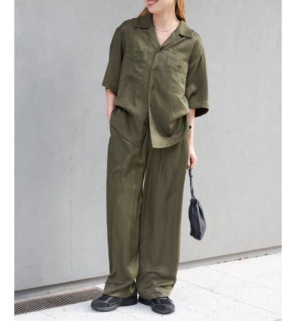 OUTDOOR PRODUCTS Usual Things「ヴィンテージタンブラーサテンオープンカラーシャツ　セットアップ対応」|シャツ・ブラウス|