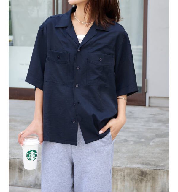 OUTDOOR PRODUCTS Usual Things「ヴィンテージタンブラーサテンオープンカラーシャツ　セットアップ対応」|シャツ・ブラウス|