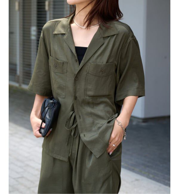 OUTDOOR PRODUCTS Usual Things「ヴィンテージタンブラーサテンオープンカラーシャツ　セットアップ対応」|シャツ・ブラウス|
