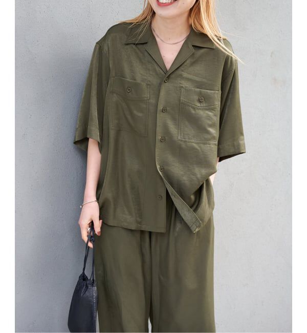 OUTDOOR PRODUCTS Usual Things「ヴィンテージタンブラーサテンオープンカラーシャツ　セットアップ対応」|シャツ・ブラウス|
