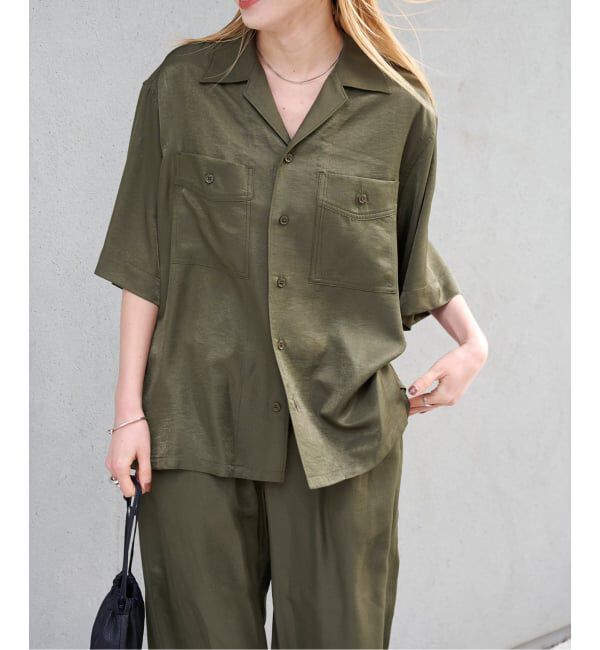OUTDOOR PRODUCTS Usual Things「ヴィンテージタンブラーサテンオープンカラーシャツ　セットアップ対応」|シャツ・ブラウス|
